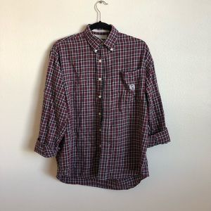 Maroon plaid button down
